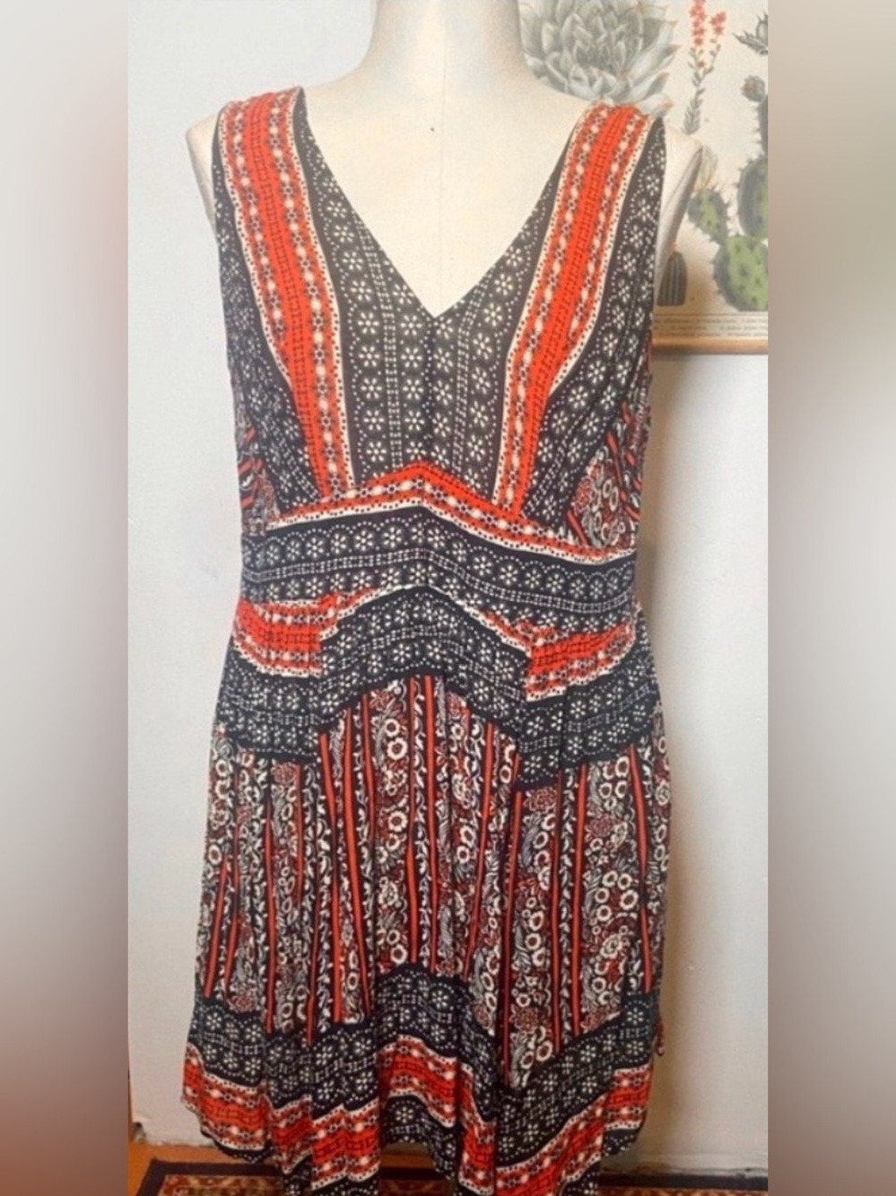 Forever 21 ~ Boho Sundress ~ Sleeveless ~ Criss-Cross Tie in Back ~ Size Lg - Picture 2 of 3